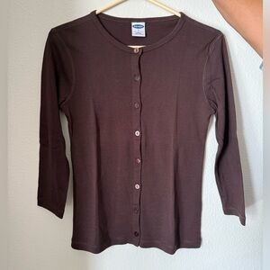 Women's Chocolate Brown 3/4 Sleeve Cardigan